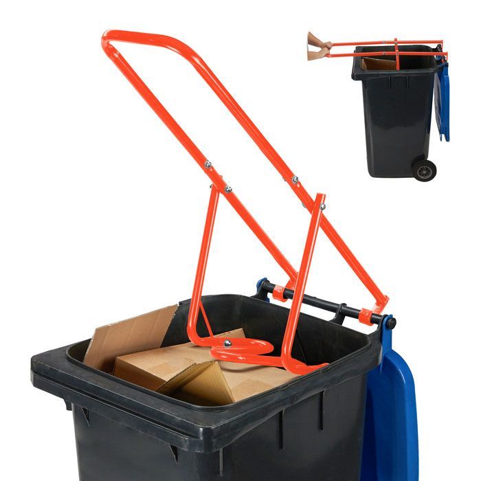 Relaxdays Waste Compactor, for bin, rubbish crusher, non-recyclable, 41x35x95cm, plastic, manual, steel, red