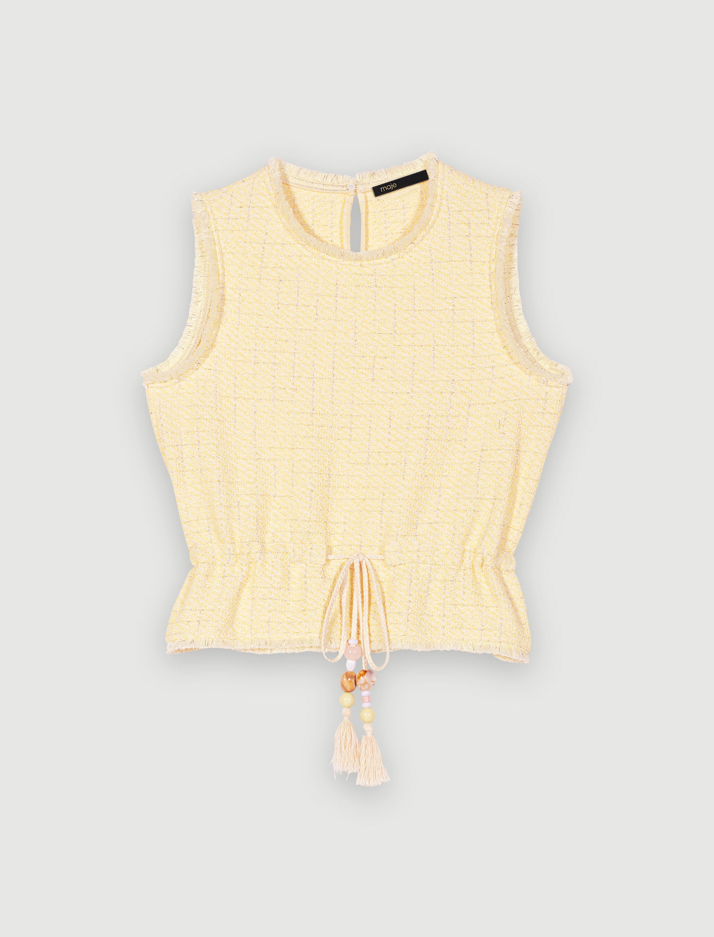 Lurex-tweed-hihaton paita - Vaaleankeltainen