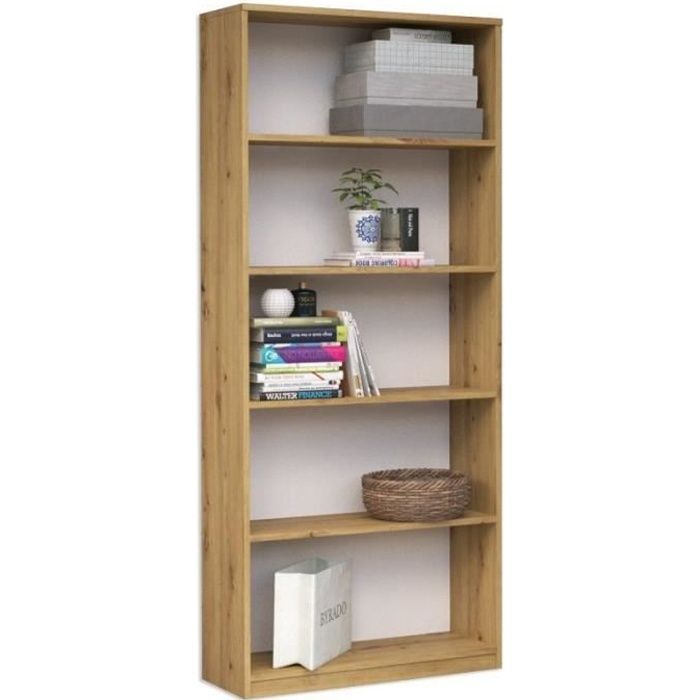 FLORENCIA - Librería moderna - Estantería clásica de oficina - Dimensiones: 182x60x30 cm - 4 estantes - Diseño sencillo