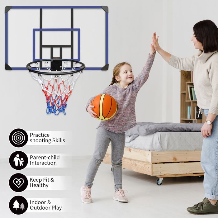 Aro de baloncesto de pared, 112 x 72 cm, para uso diario, FloraGrace