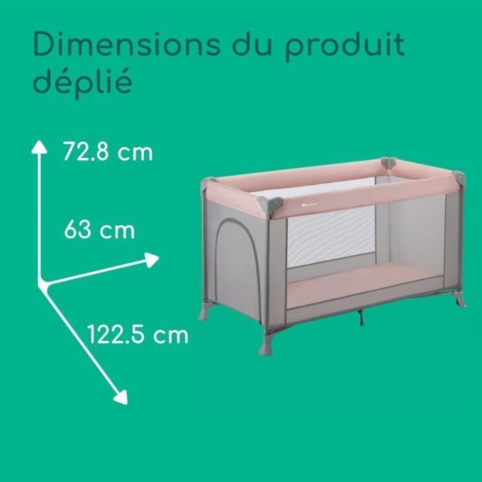 BEBECONFORT Sweet dreams Lit bébé, Lit parapluie, De la naissance à 3 ans (jusqu'à 15kg)+ sac de transport , Rose