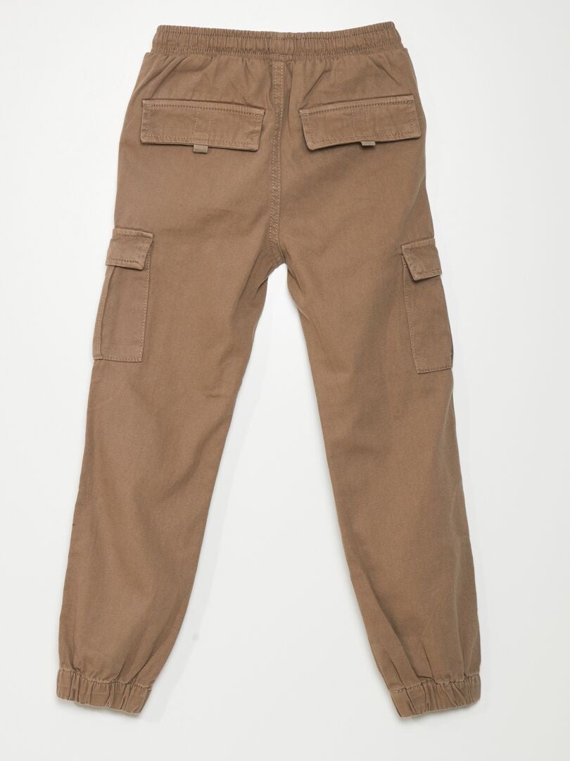Broek met elastische tailleband en zakken - asbruin