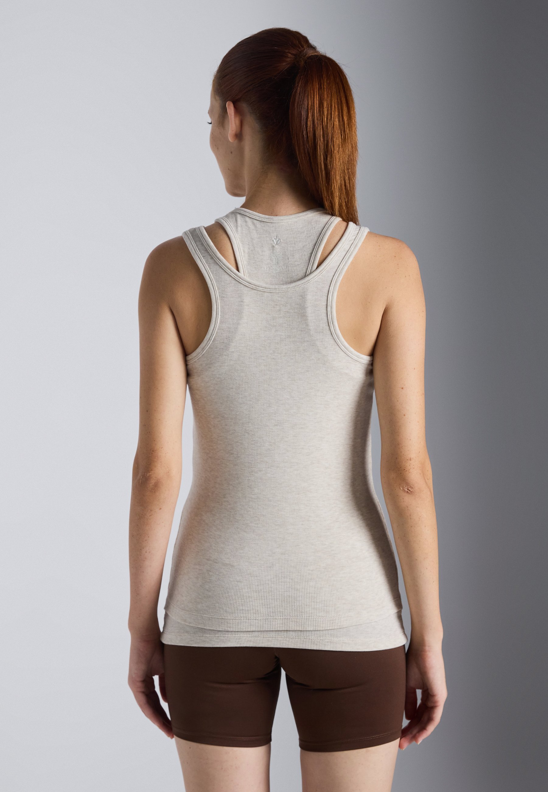 Even&Odd Active Doppellagiges, ärmelloses Feinripp-Top – Top – Kamel