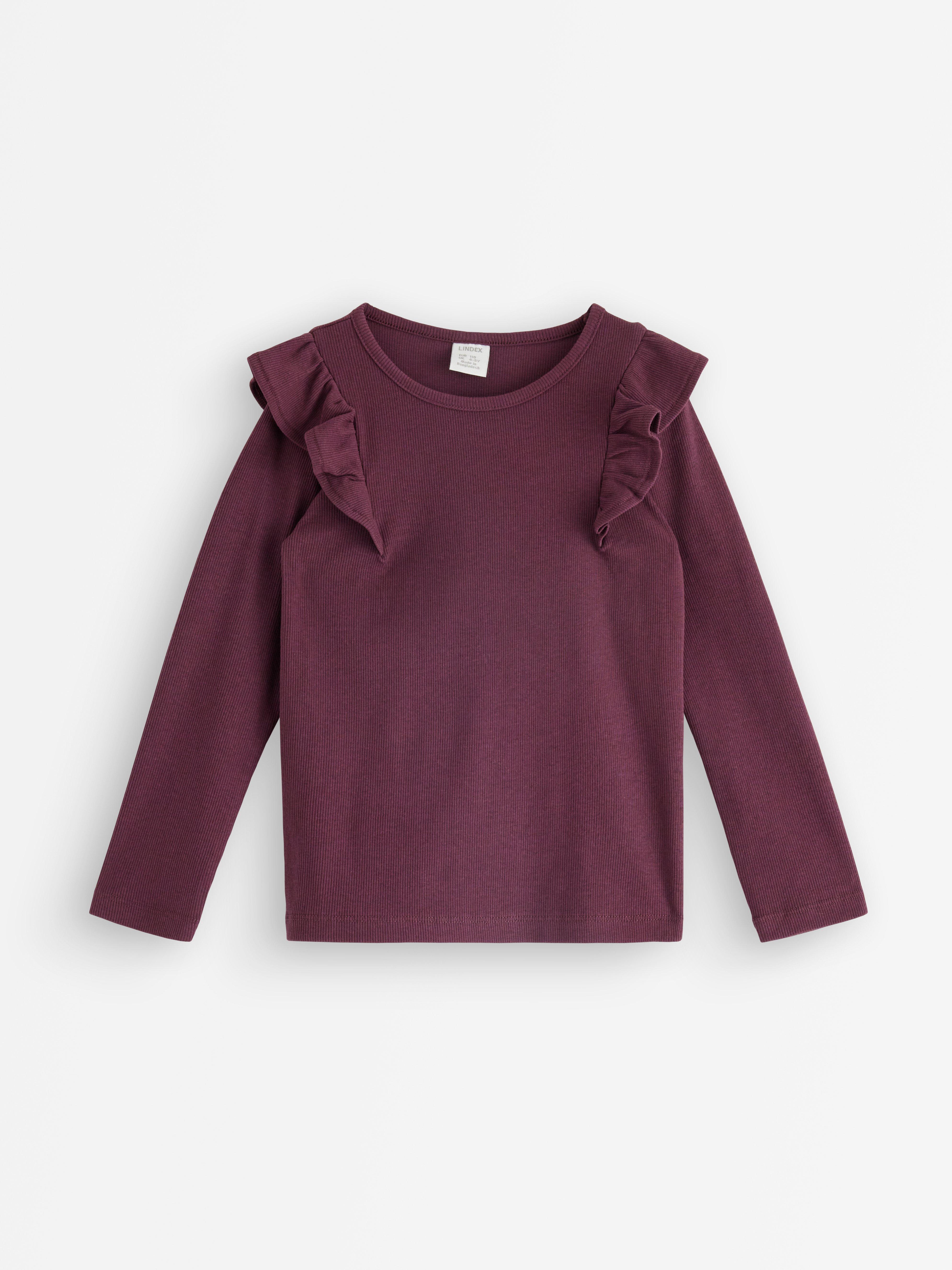 Top de manga larga color lila oscuro empolvado