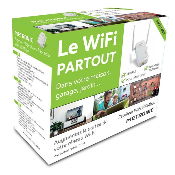 Répéteur WiFi - METRONIC - 495432 - 300 Mbps - Prise électrique - Double la portée