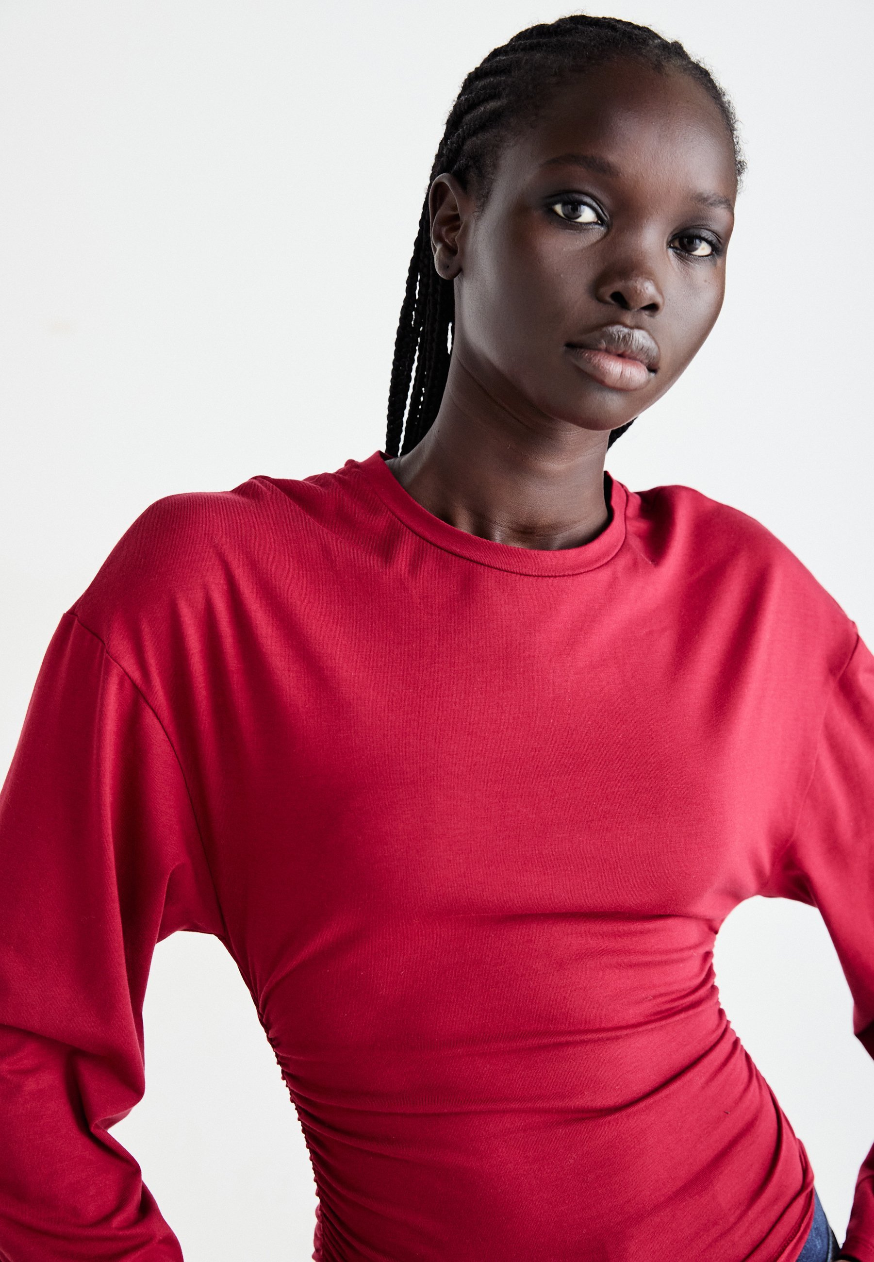 Gina Tricot SOFT TOUCH WIDE SLEEVE - Top met lange mouwen - rot