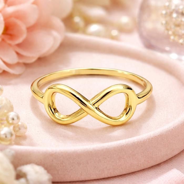 Anillo infinito para mujer, chapado en oro de 18 quilates - Anillo con símbolo de la eternidad - Tallas de la 48 a la 60 - Joyería con sello de garantía - Idea de regalo