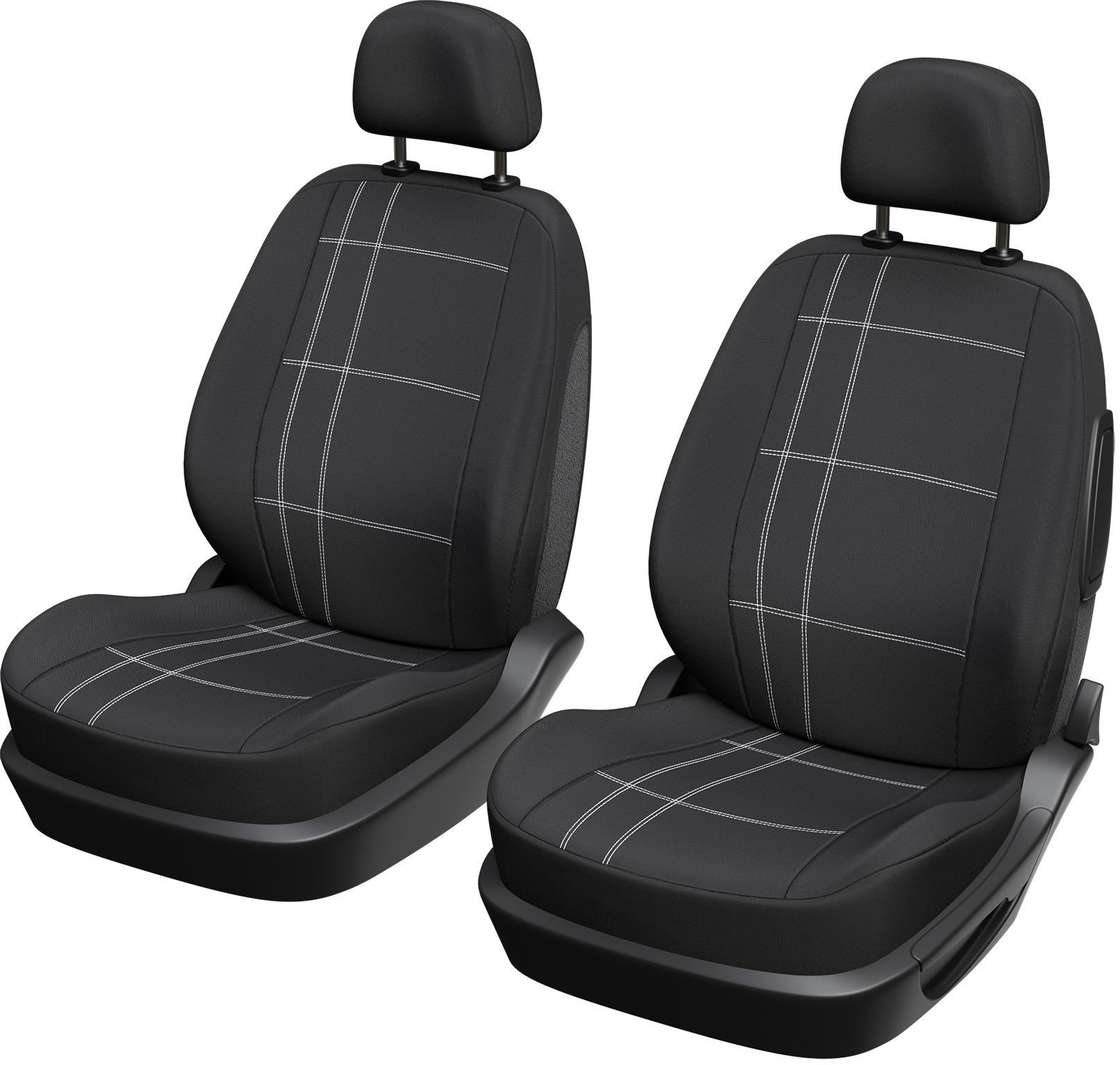 Set van 2 autostoelhoezen voor de voorstoelen - XLCOVER - Geschikt voor airbags - Zwart - Hoezen voor stoelen en hoofdsteunen