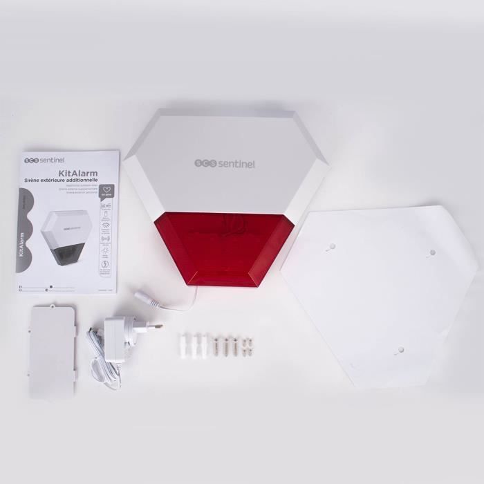 KitAlarm Sirene Externa com Fio Adicional - SCS SENTINEL - Alcance de 80m - Alerta Sonoro e Visual