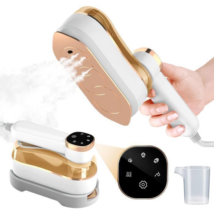 Vaporizador de ropa portátil con pantalla LCD, tiempo de calentamiento de 15 segundos, 1200 W, mango giratorio de 180°, 3 niveles de vapor, para uso doméstico.