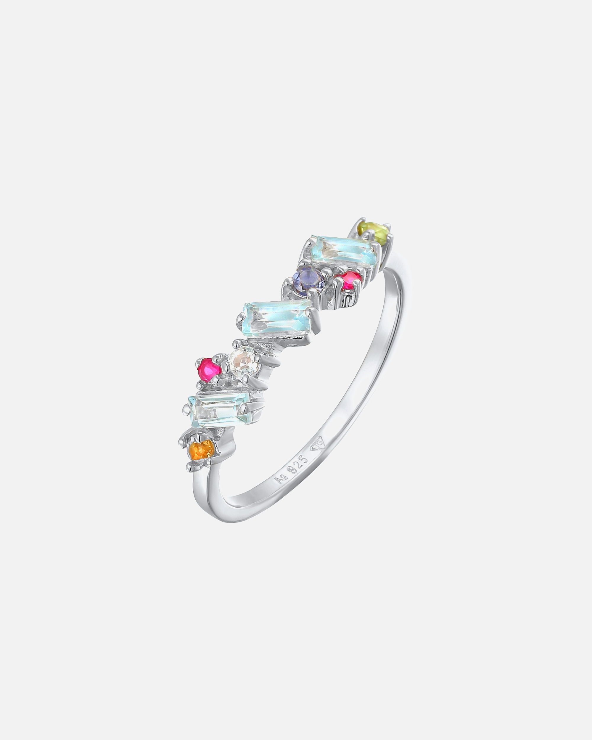 Elli PREMIUM Elli PREMIUM Bague Femmes Multicolore Glamoureux avec péridot, topaze et pierre de lune en argent sterling 925 plaqué or