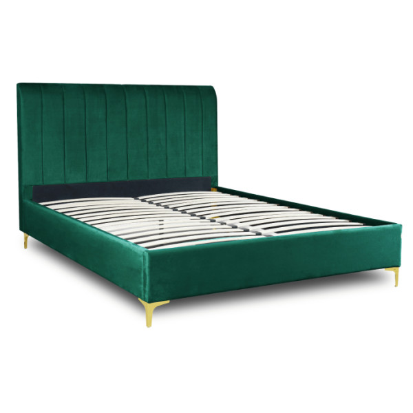 Łóżko 160x200 Tapicerowane Podwójne Nowoczesne Glamour Zielone MARCELO