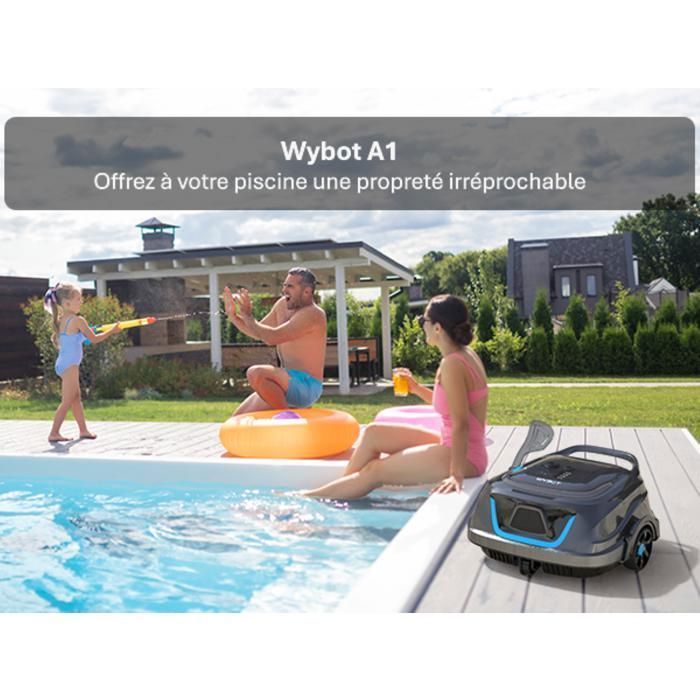 Robô de piscina sem fio - WYBOT - A1 - Bateria com duração de 120 minutos - Limpeza automática - Filtragem dupla