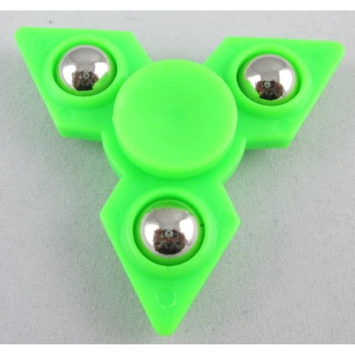 Toupie anti stress anti anxiété vert avec billes intégrées hand spinner
