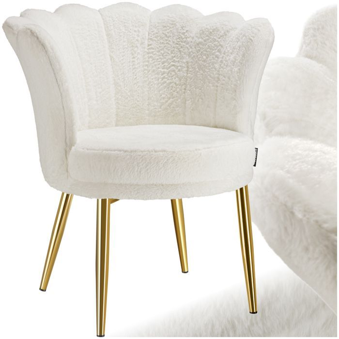 Silla - TECTAKE - STELLA, silla de oficina tapizada con funda de piel sintética, 67 x 64 x 76 cm - Crema/Oro