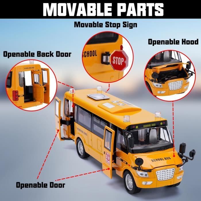 Toy - Die-Cast School Bus - 23.5 cm - Lights & Sounds - Opening Doors
