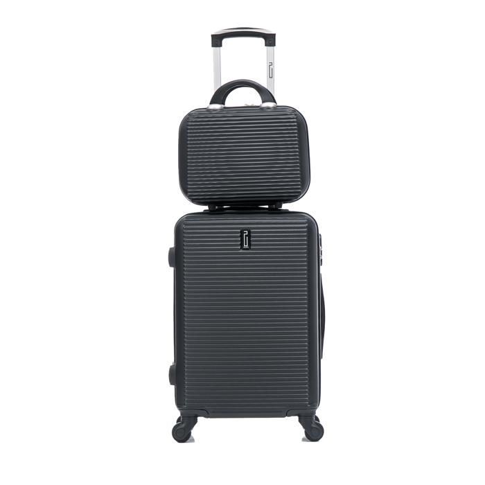 Valigia da cabina 55x35x25 cm con beauty case | Valigia da weekend CELIMS | ABS | Lucchetto | 4 ruote a 360° | Nero