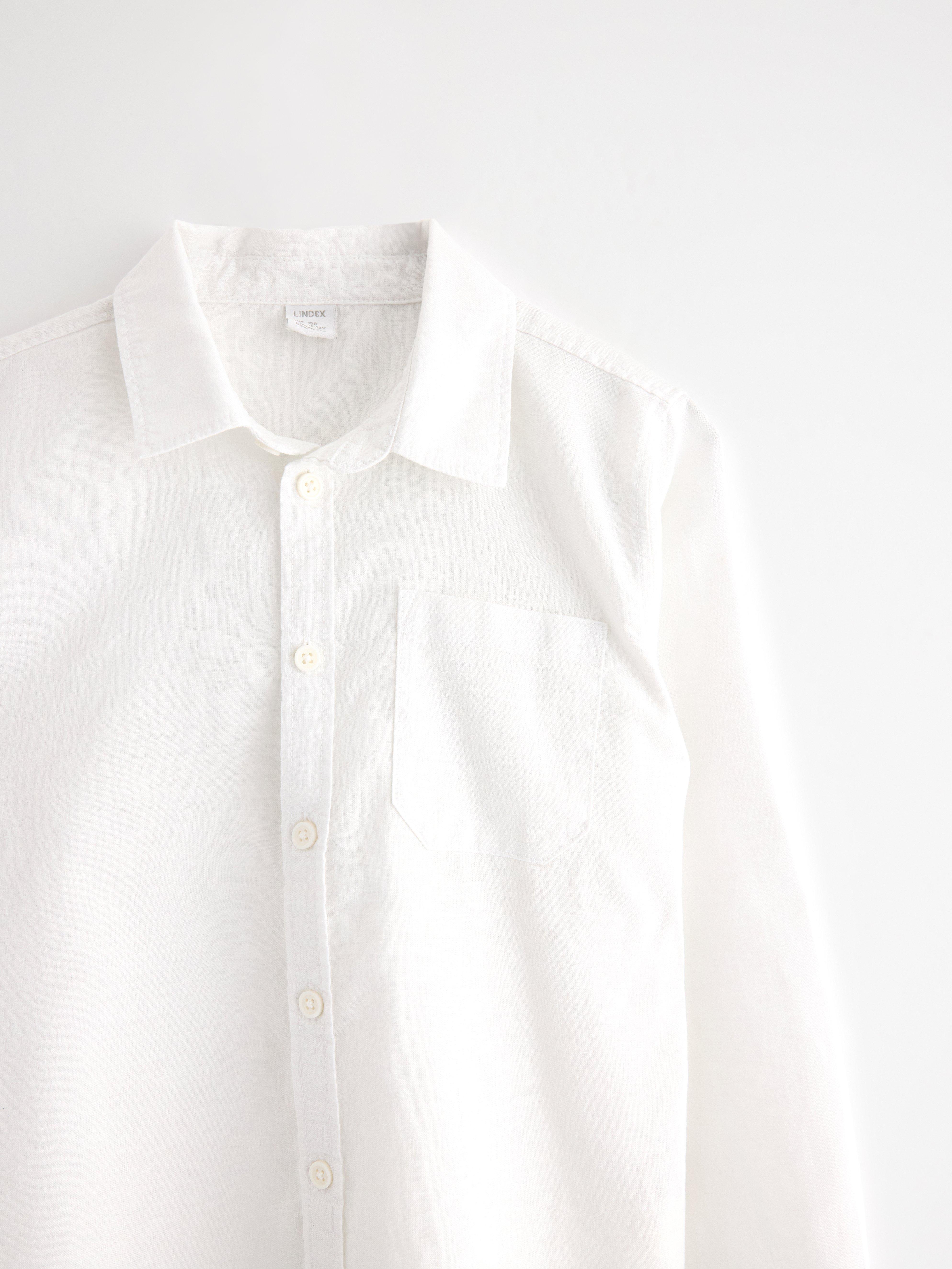 Camisa de mezcla de lino blanca