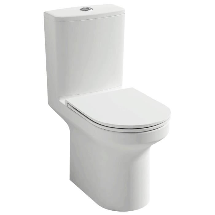 Elite 3/6L rimless floor-standing toilet pack, extra-flat soft-close seat, White