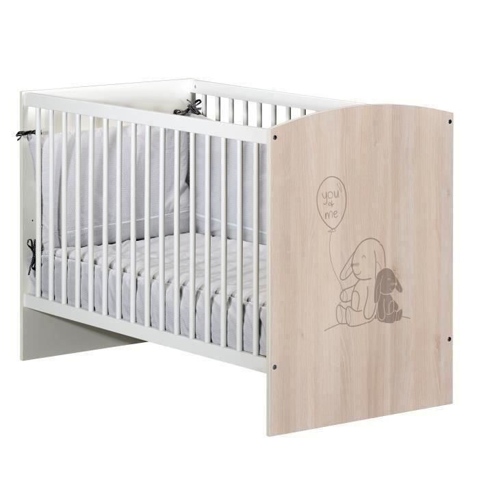 Cuna BABYPRICE Bunny de 120x60 cm con 3 posiciones + cambiador Bunny con 2 puertas y 1 nicho.