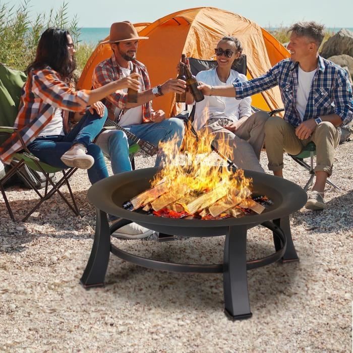 ZYQ Outdoor Fire Pit Ø 76 cm Fire Pit Barbecue with Grill Outdoor Fireplace