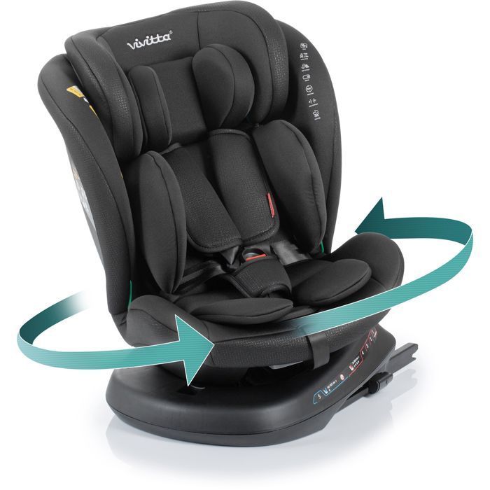 Silla de coche BABYAUTO Sigma iFix Vivitta - Grupo 0/1/2/3 - 40/150 cm - Isofix + Top Tether - Giro de 360° - Reclinable - Negra