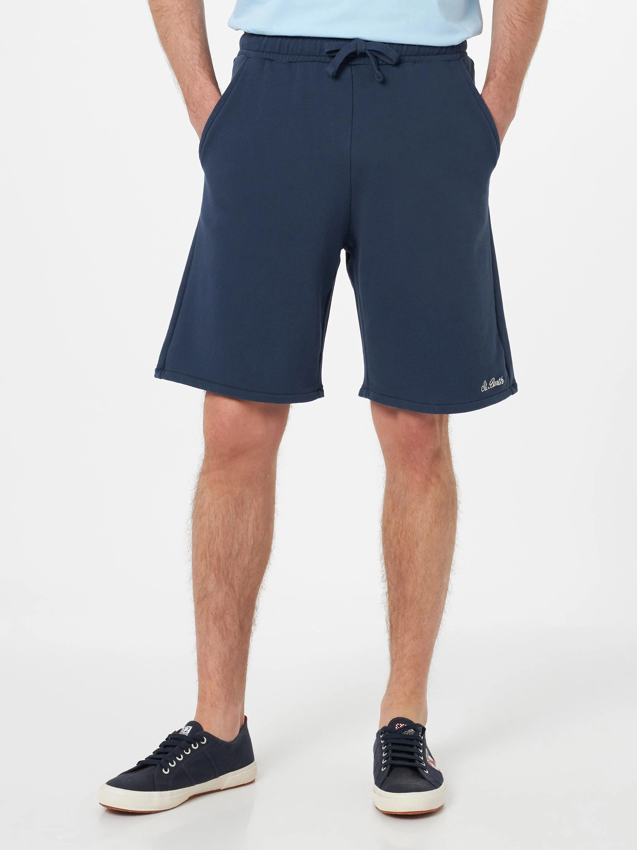 Randle herenbermudashorts van marineblauw katoenfleece
