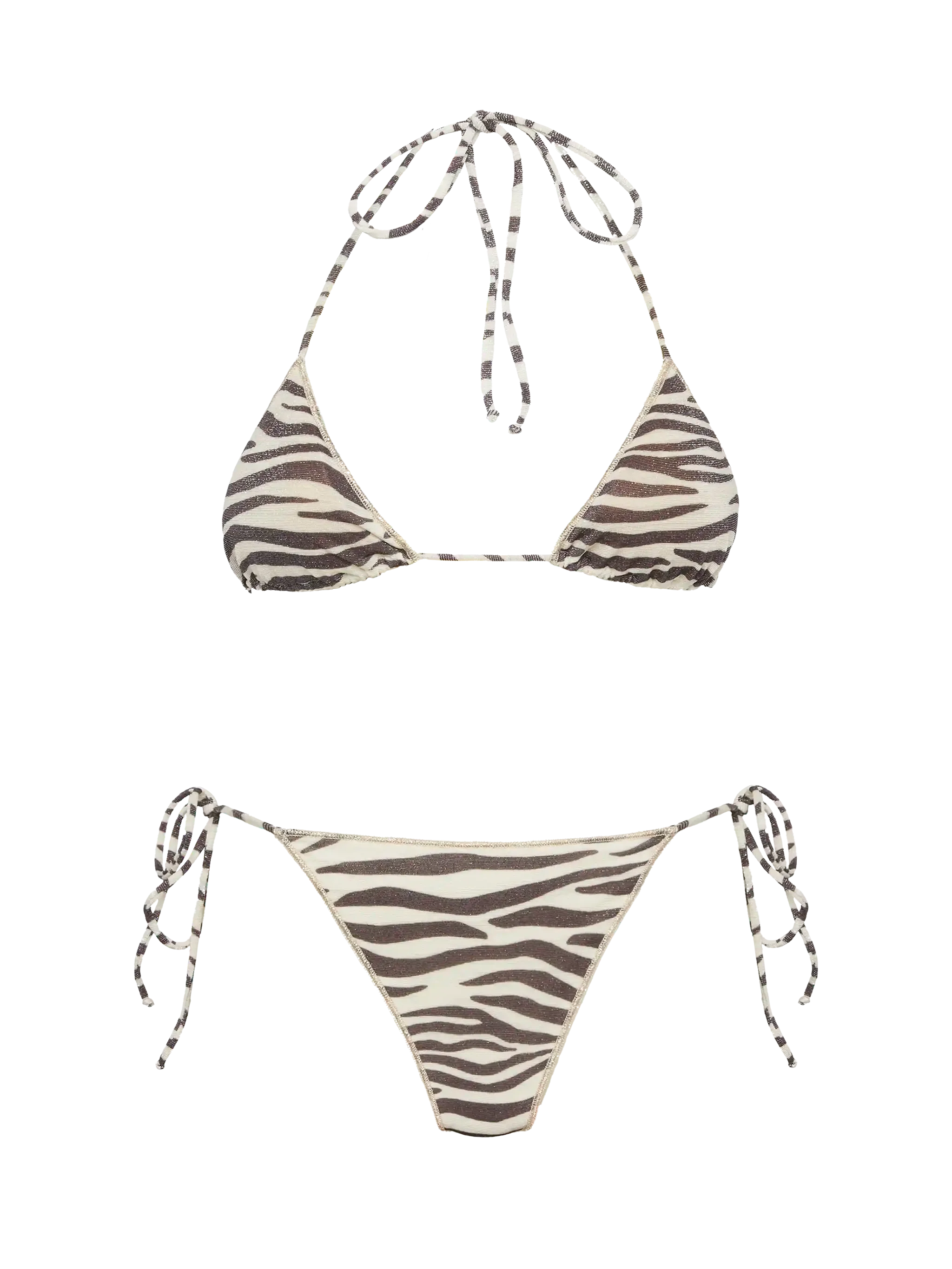 Leah Marielle klassieke driehoekige bikini van lurex met zebraprint