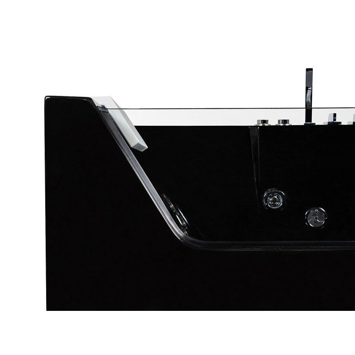 Vasca idromassaggio con frontale in vetro - 170 x 80 x 57 cm - Nera - Angolo sinistro - Capacità 1 persona - 263 L - ARIA