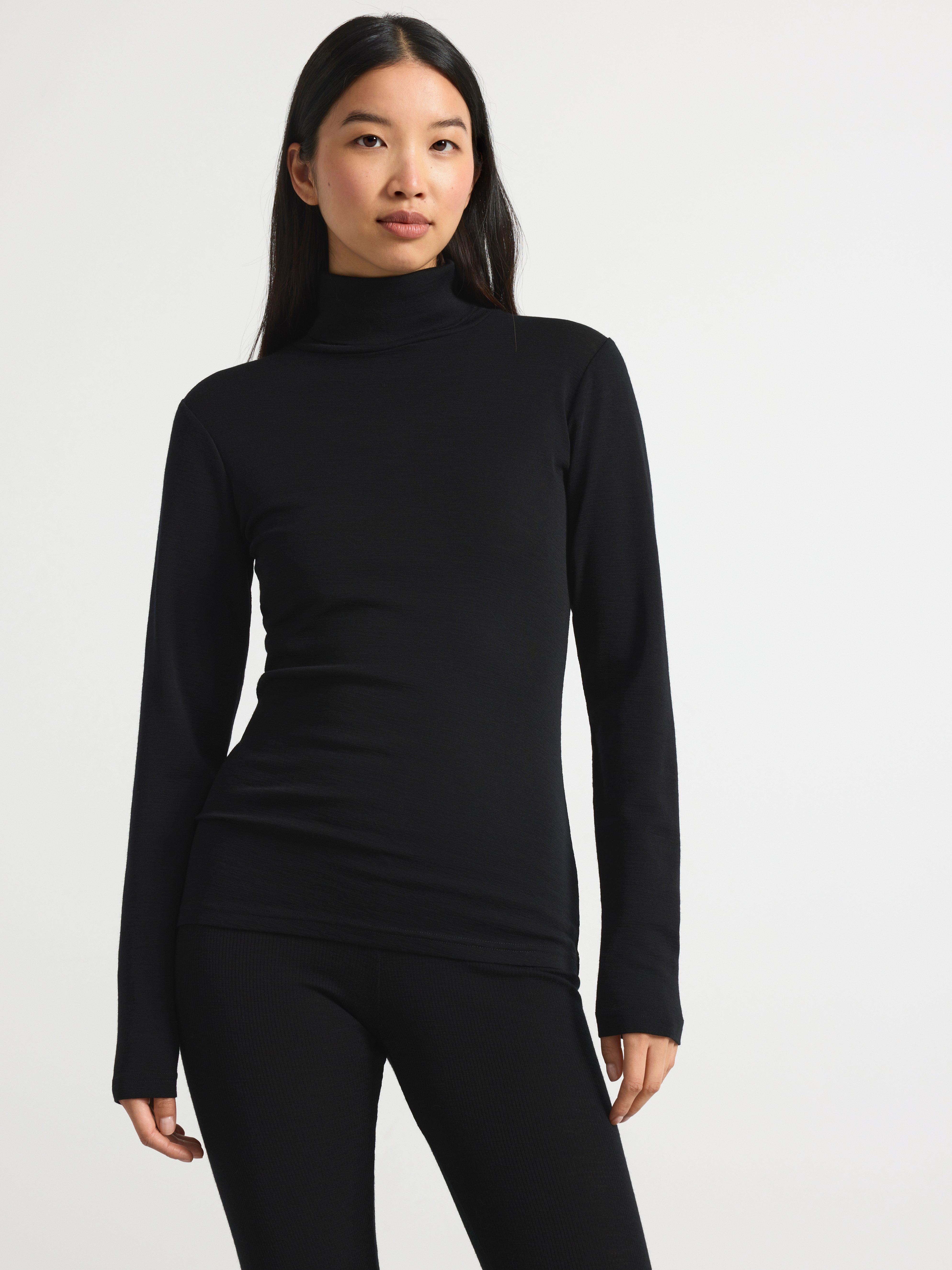 Polo en laine mérinos noir