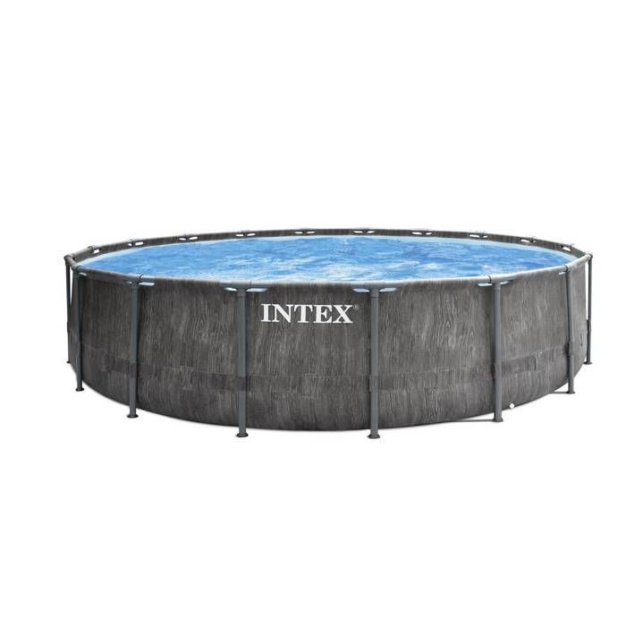 Kit de piscina tubular desmontable Intex - Estructura Pris - 549 x 122 cm - Redonda (bomba, cubierta, alfombrilla de suelo y escalera) - 26744NP