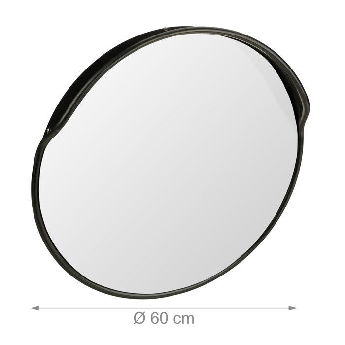 Relaxdays 60cm Traffic Mirror, Professional, Weatherproof, Sturdy, Indoor and Outdoor, Black