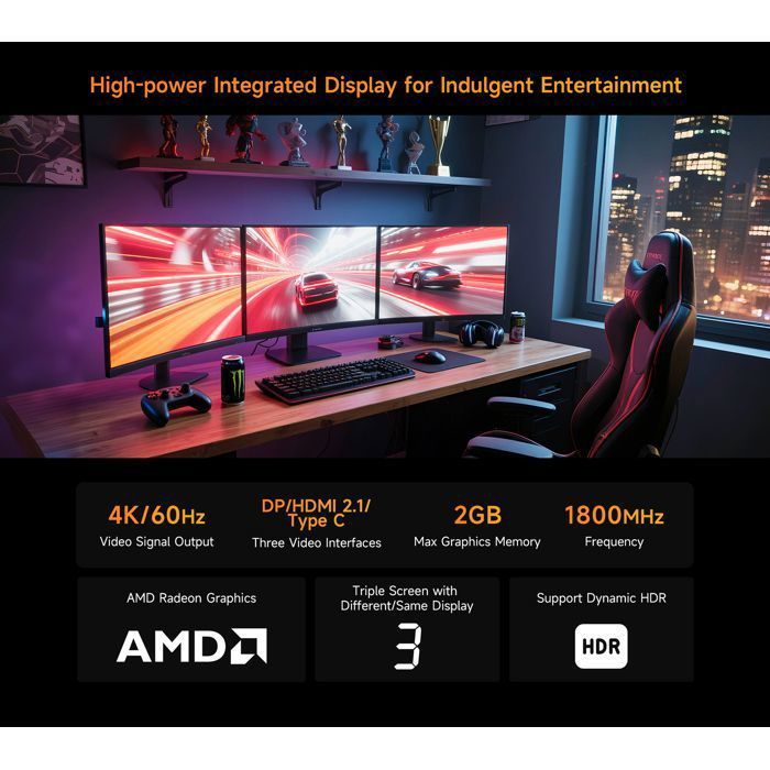 BMAX B7A Pro Mini PC - Ryzen 5 7430U - 16Go DDR4 512Go SSD - WiFi 6 - Windows 11 Pro - Mini Ordinateur Compact