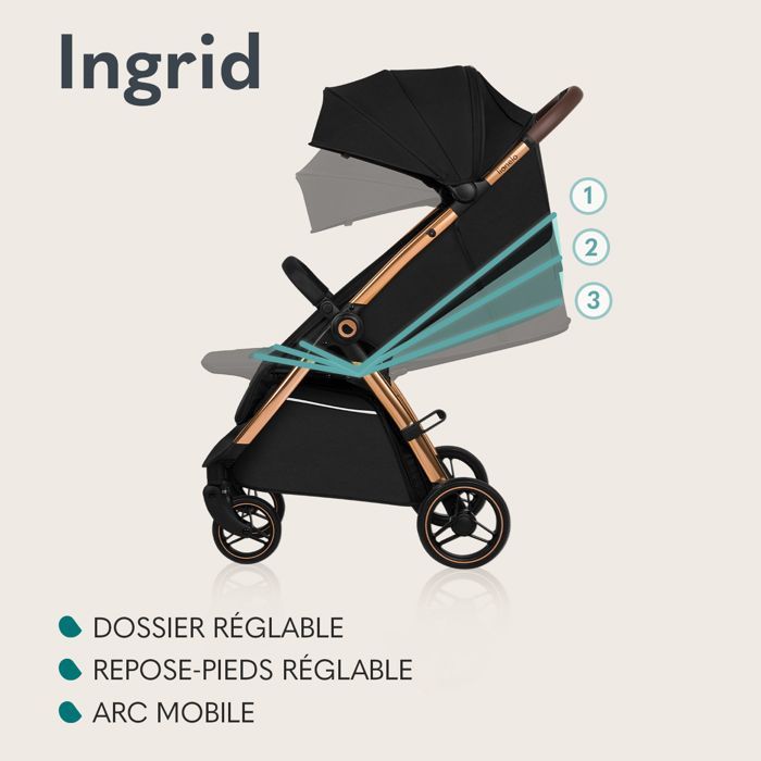 LIONELO Ingrid Compact Stroller - Suspension - Up to 22 kg - Lightweight & Foldable - Grey