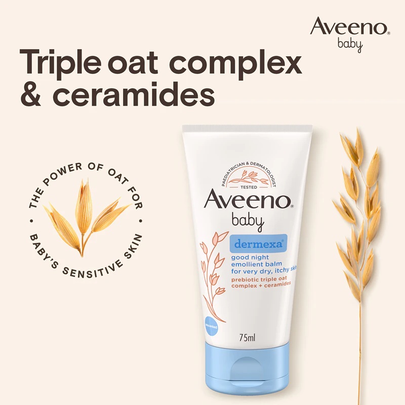 Aveeno Baby Dermexa mīkstinošais balzams mierīgam miegam