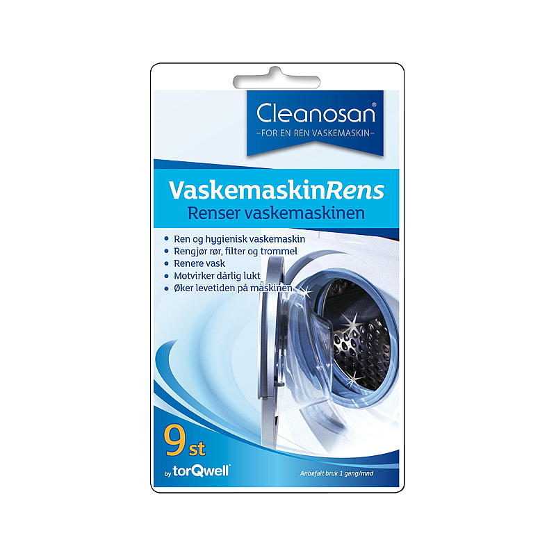 Cleanosan reinigingstabletten (9 stuks) voor de wasmachine.