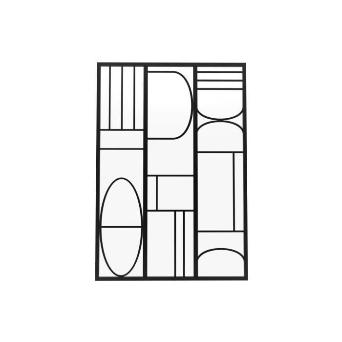 Mampara de cristal para taller, de aluminio con recubrimiento en polvo estilo Art Déco - 90x130 cm - Negro - COUBARTA