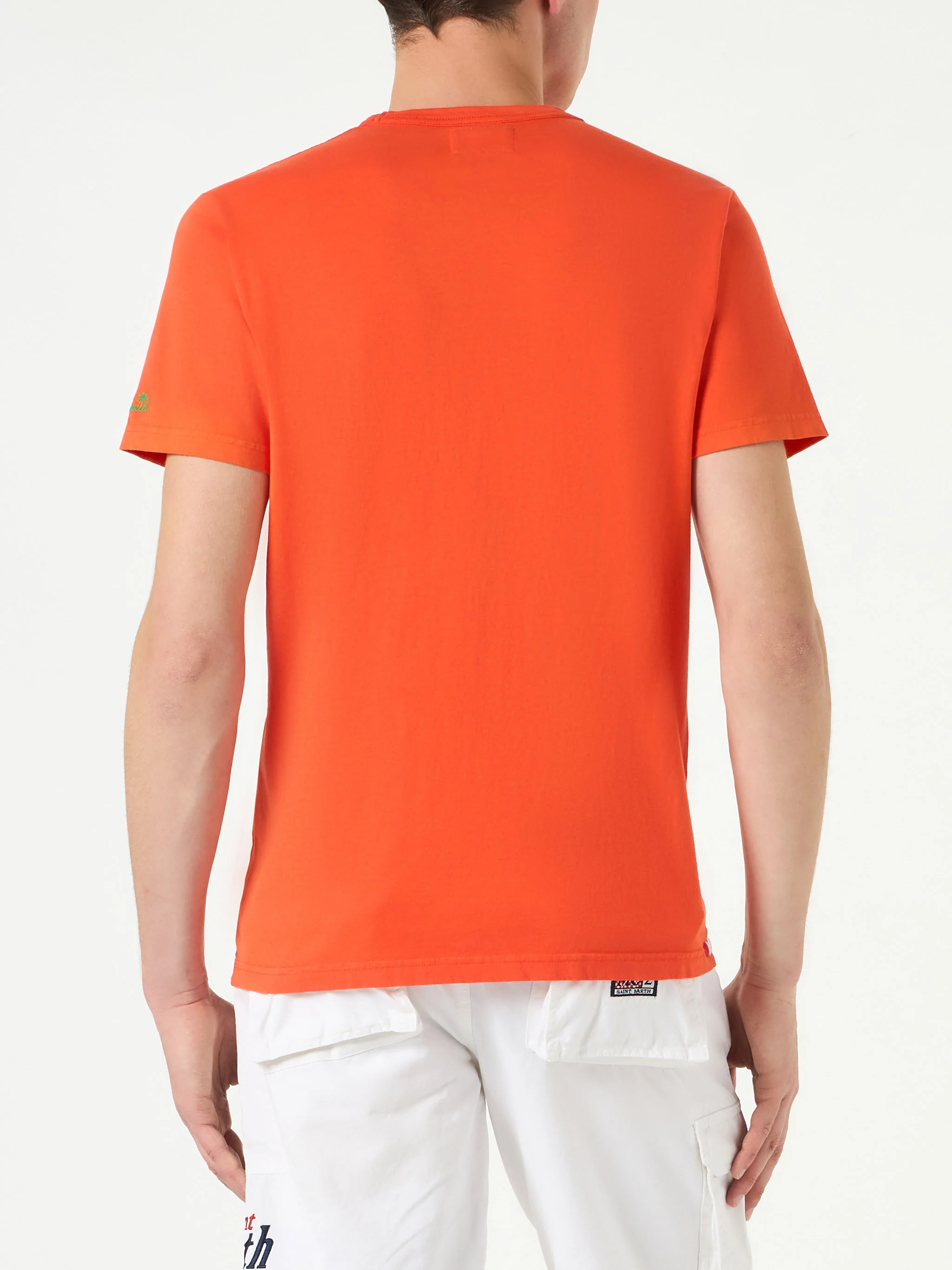 Oranje katoenen heren T-shirt