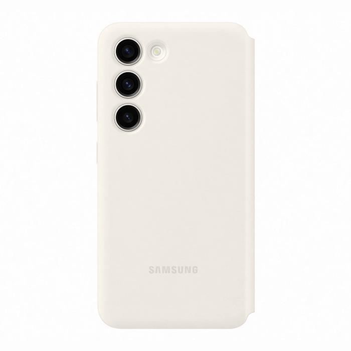 Samsung Smart View Phone Case with Card Holder for S23, White