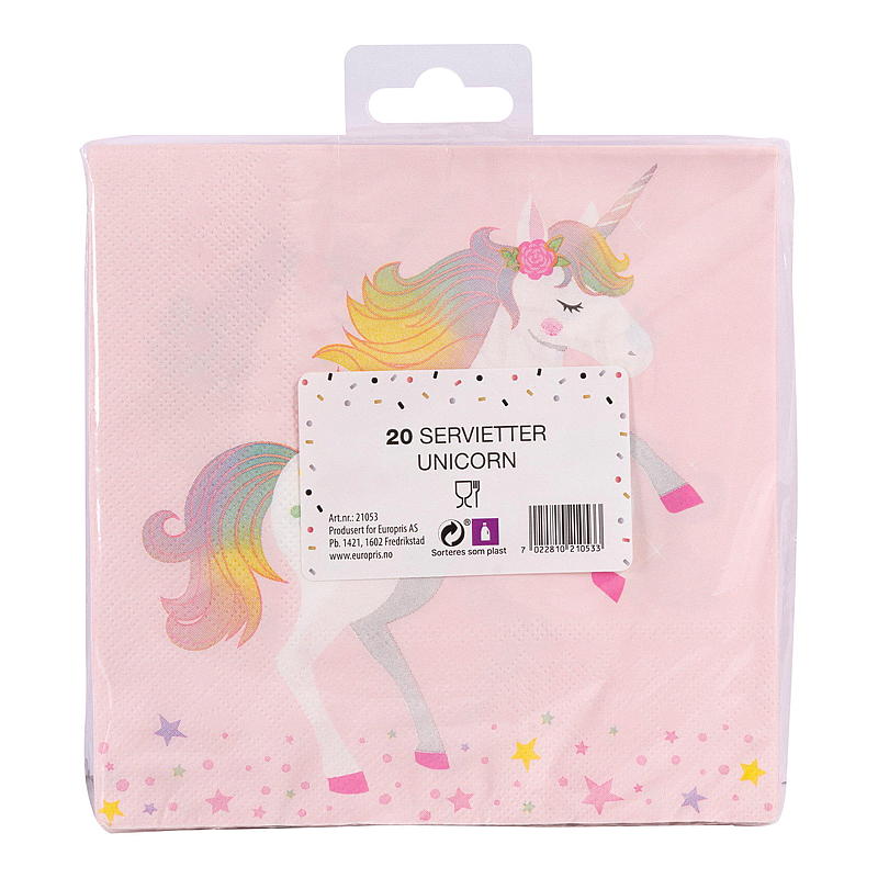 Giform servetten, 20 stuks, 33x33 cm, eenhoorn