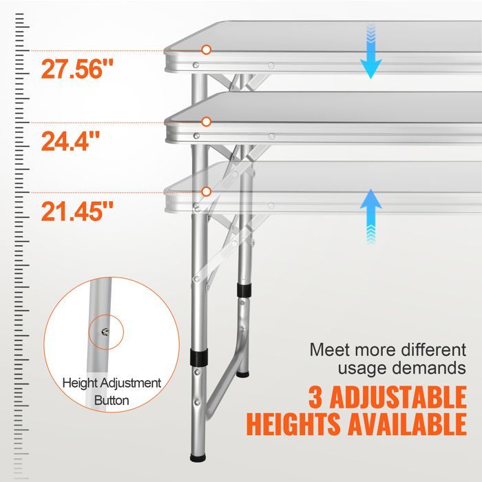 Duoku Camping Kitchen Table - Portable Folding Cooking Station with 3 Adjustable Heights