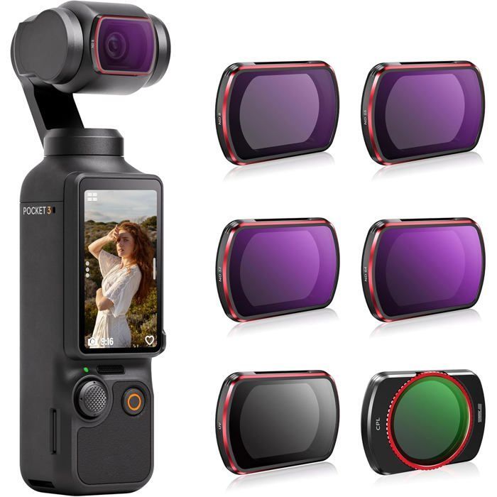 Kit de filtres ND Pocket 3 pour DJI Osmo Pocket 3 Creator Combo,6-Pack,CPL,UV,ND8,ND16,ND32,ND64 Filter