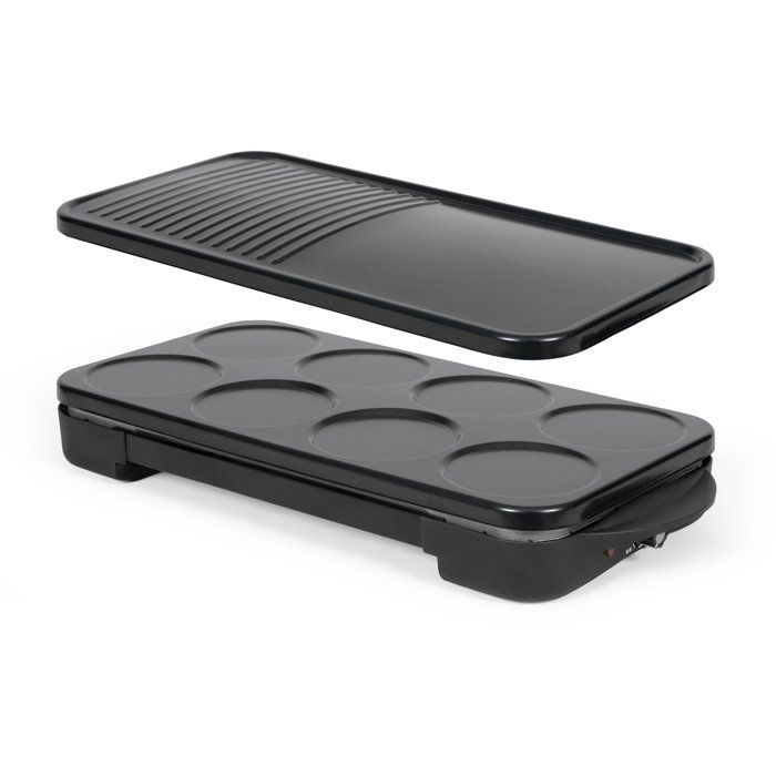 Piastra per crêpe e griglia 2 in 1 - LIVOO - DOC349N - 1500 W - Prepara 8 mini crêpe (diametro 11,5 cm) - Senza PFAS - Nero