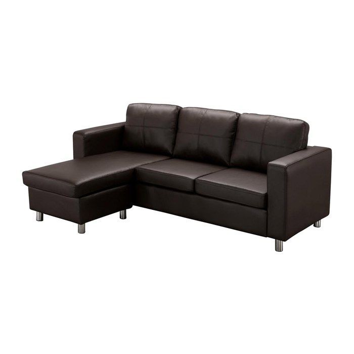 Divano angolare reversibile ACKLEY in similpelle - Cioccolato - Angolo sinistro - Morbido comfort - Rivestimento sfoderabile