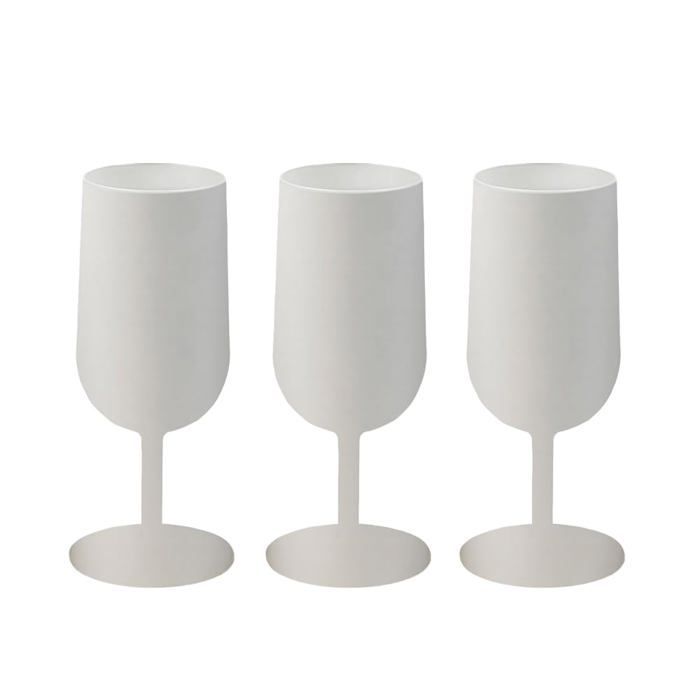 Eco Cup Reusable Wine Glasses 12cl (18cl to the brim) MADE IN FRANCE - Made of Polypropylene, White Glass