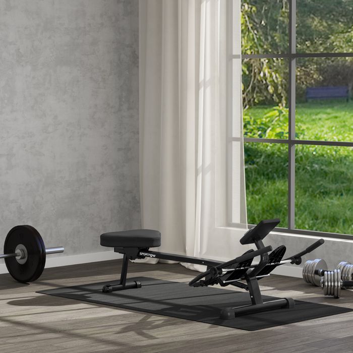 12-Level Hydraulic Rowing Machine - SPORTNOW - LCD Screen - Home Cardio - Black