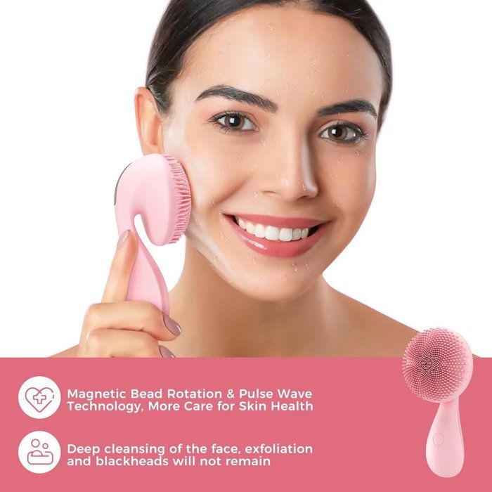 DEMA Electric Facial Cleansing Brush - 2-in-1 Technology - Rotating Magnetic Balls - Sonic Vibrations