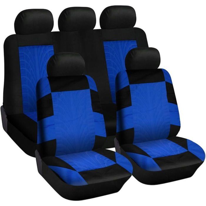 Fundas universales para asientos de coche - MICH - Juego delantero y trasero - Rayas azules - Fácil instalación