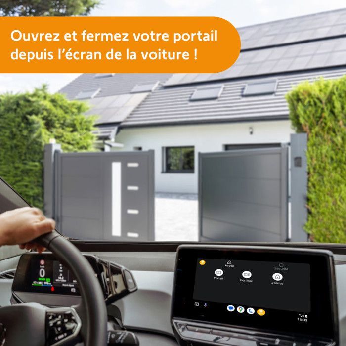 Videoportero conectado Somfy V500 Pro io, de montaje en superficie, alimentado por la red eléctrica, con vídeo HD e interoperabilidad con sistemas de domótica.