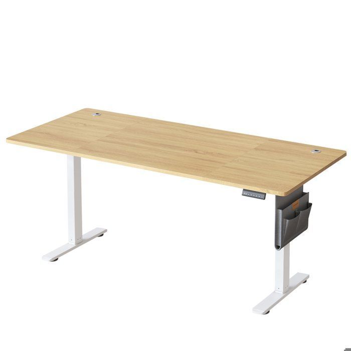 Bureau Électrique Réglable - SONGMICS - 180x80 cm - Mémoire 4 Hauteurs - USB-C - Doré Chêne